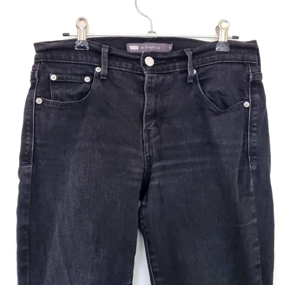 Levis, 505 straight leg black jeans, pockets, size 6 - Picture 2 of 11